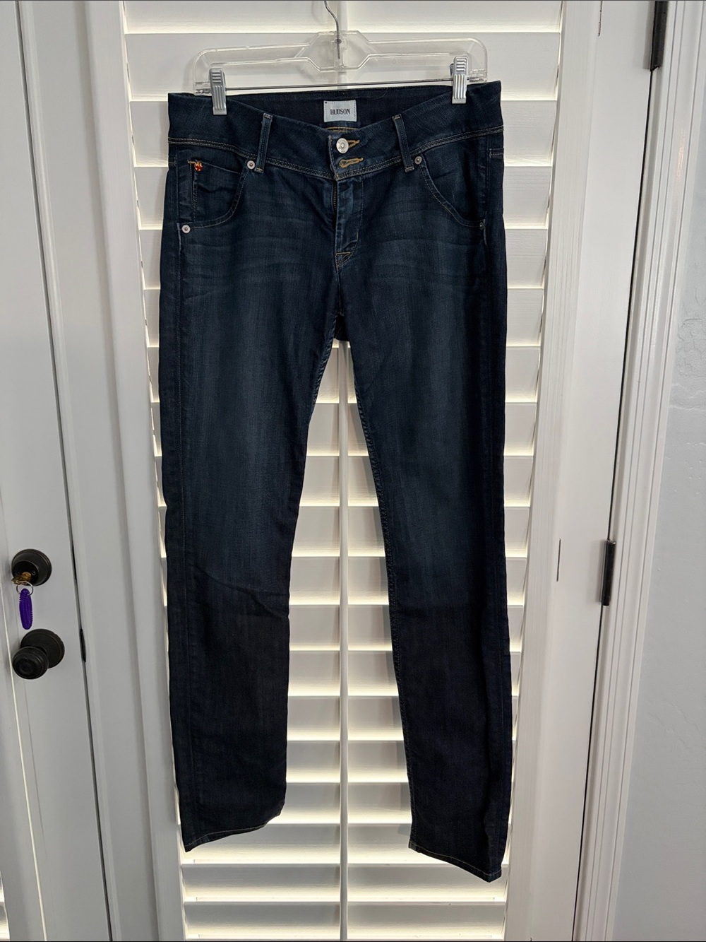 Hudson Jeans Straight Leg Dark Blue Stretch Denim